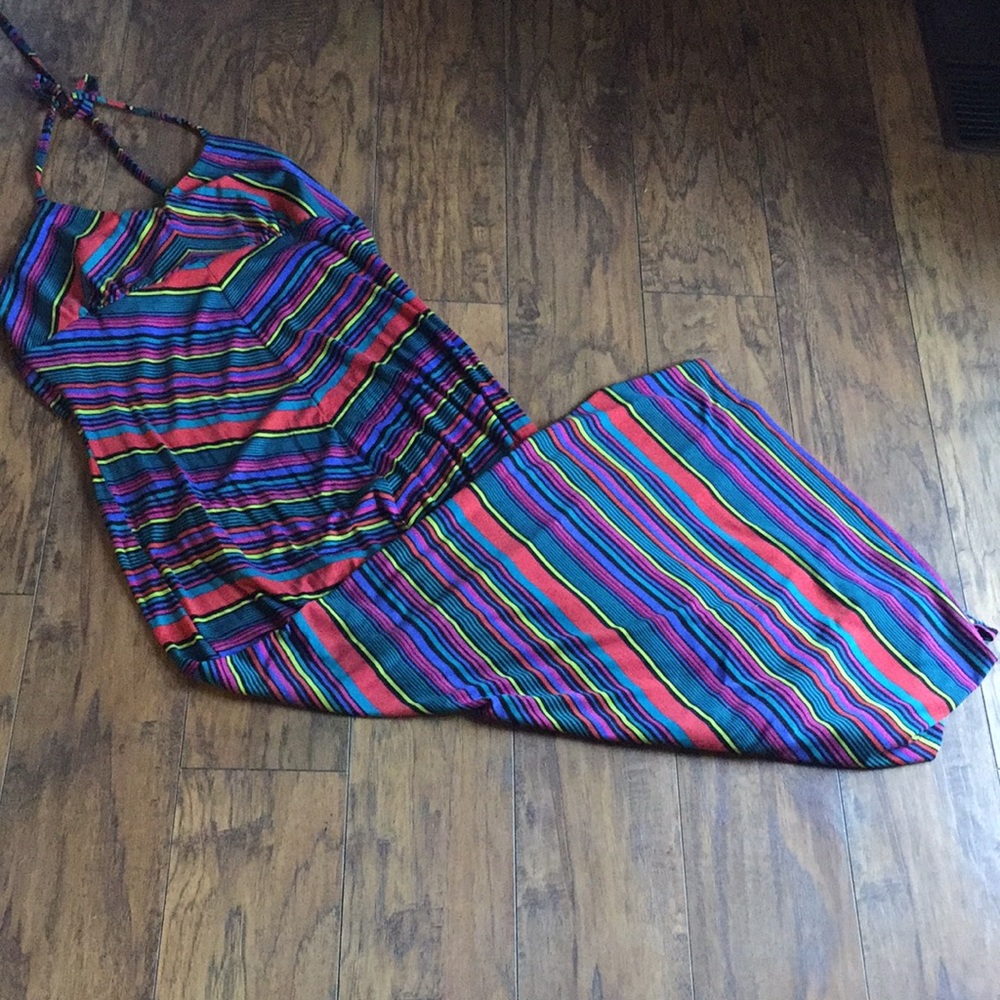 Multicolor Maxi Halter Dress